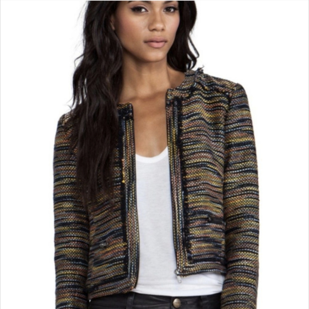 Tweed Fringe Moto Jacket Cropped - Greylin - Picture 10 of 10
